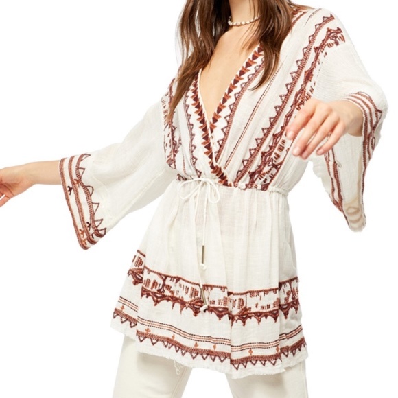 NWT Free People Saffron Embroidered Tunic in Ivory - Picture 2 of 14